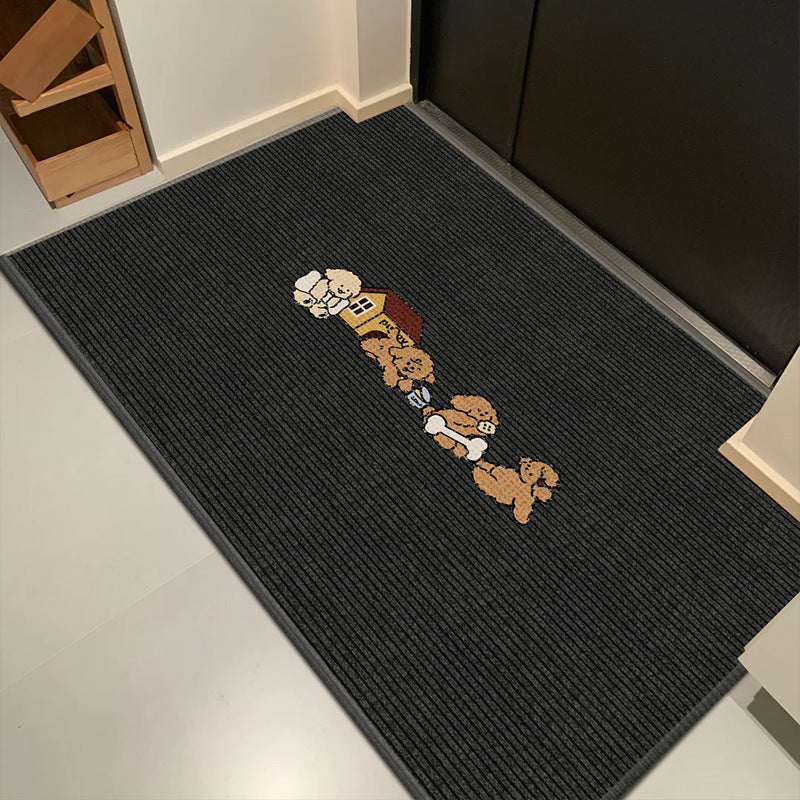 Cartoon Crystal Velvet Entrance Mat Dust Removal Non-Slip Floor Mat for Home