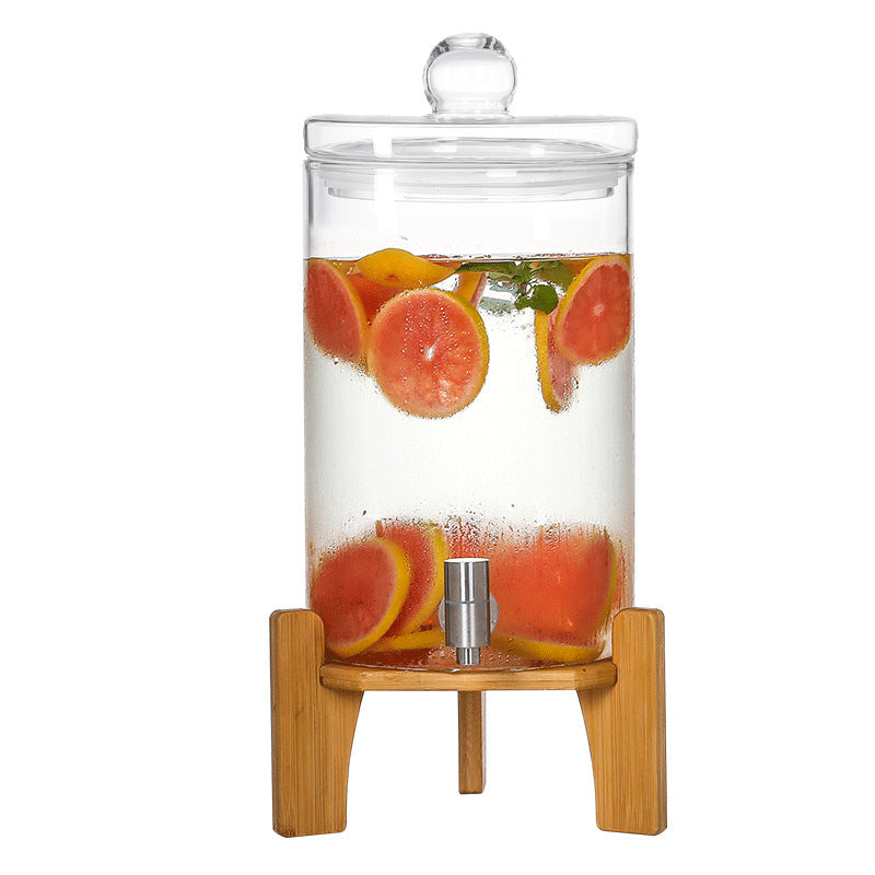 Large Capacity Sealed High Borosilicate Glass Enzyme Barrel with Faucet for Commercial Self-Service Juice Lemonade Wine