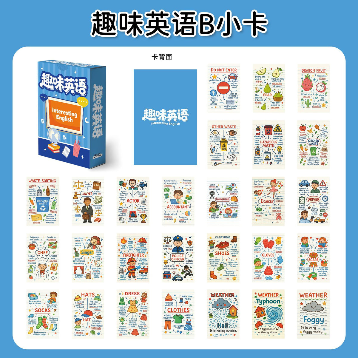 55 Fun English Flashcards for Kids: Daily Vocabulary & Simple Thinking Training