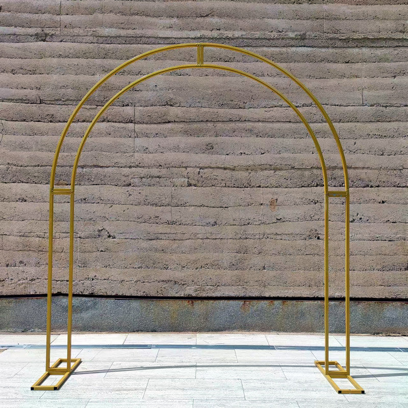 Wedding Arch Backdrop Stand Metal Double Pole Curved Floral Decor Frame for Ceremony Event