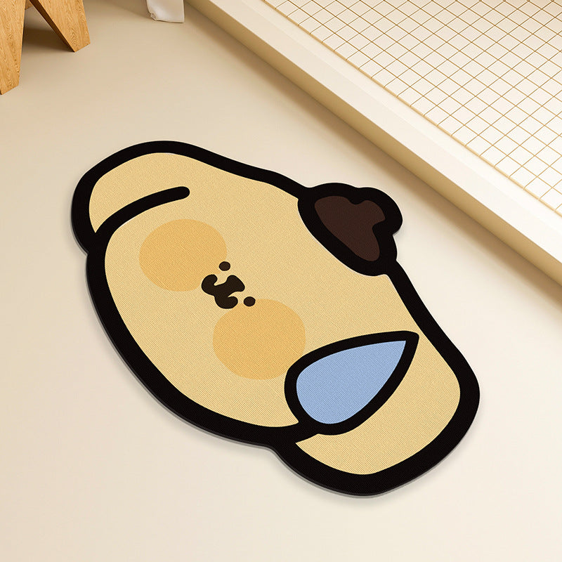 Cute Cartoon Diatomaceous Earth Bath Mat Super Absorbent Non-Slip Quick Dry Bathroom Floor Mat