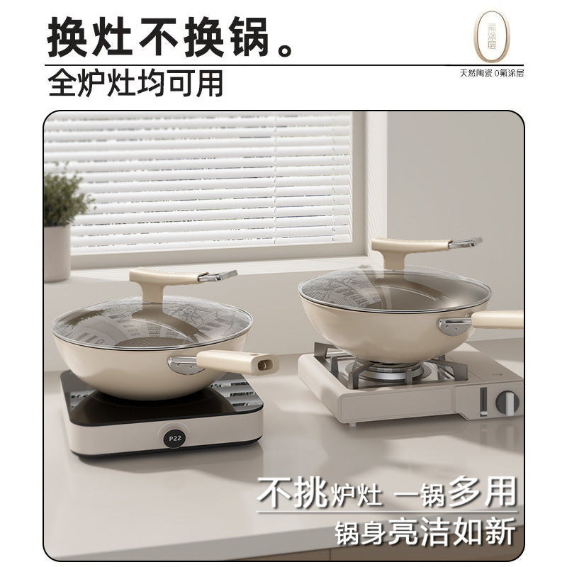 Titanium Ceramic Nonstick Wok with Lid and Accessories