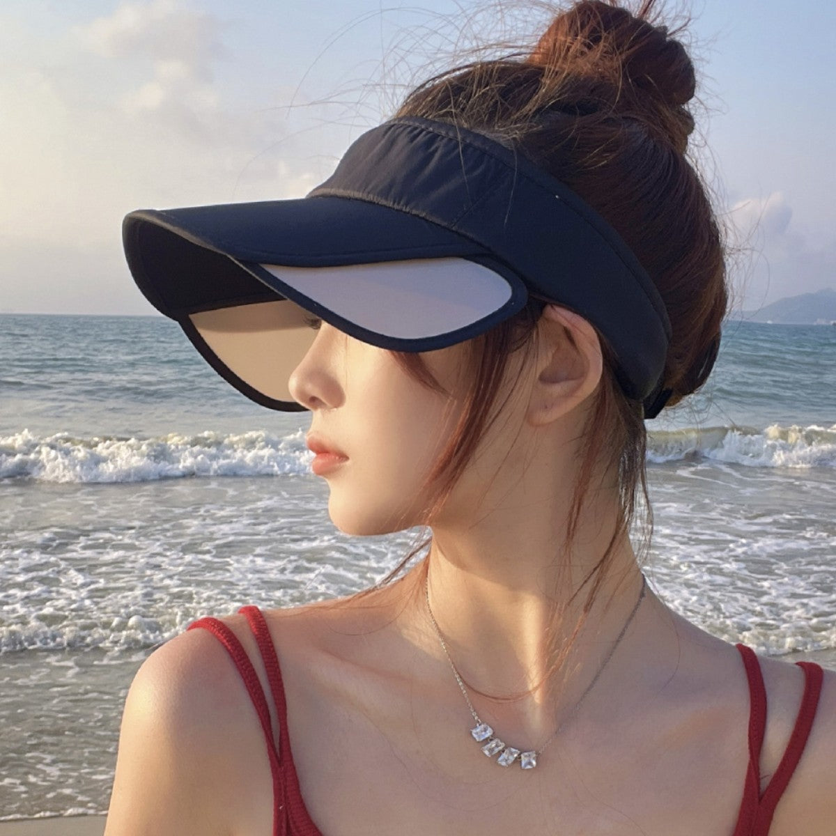 Retractable Brim Quick-Dry Sun Visor for Men and Women, Adjustable UV Protection Sports Cap