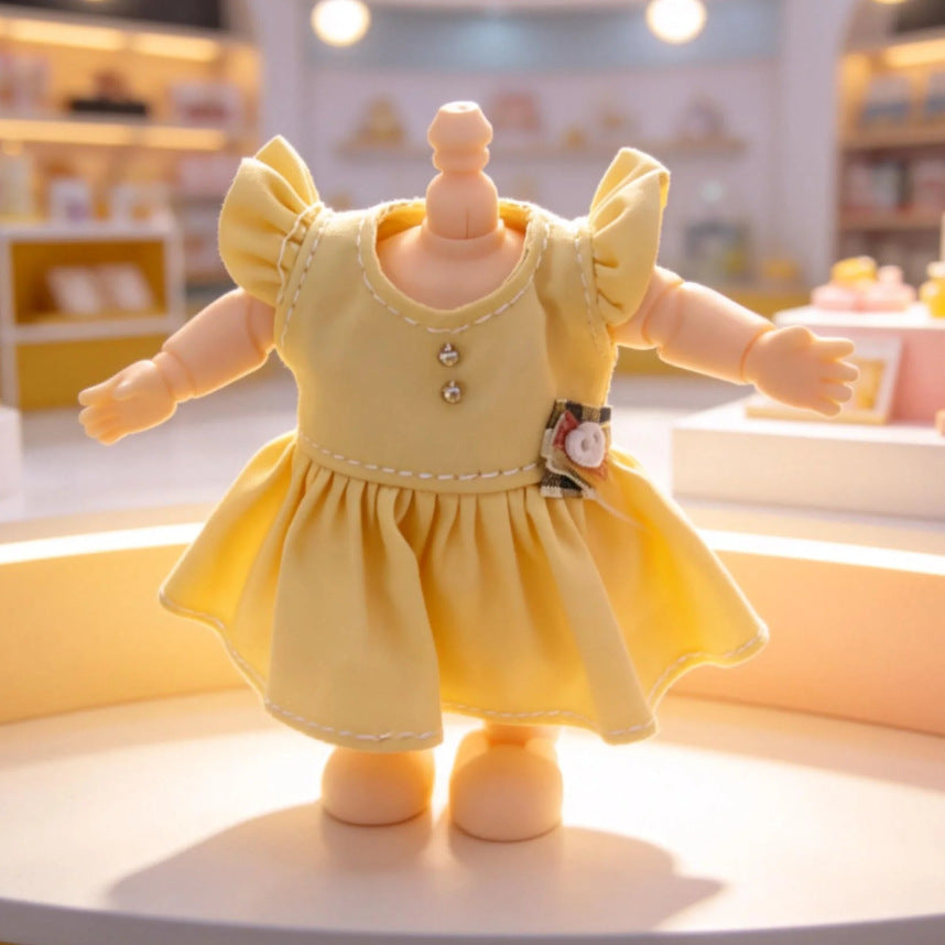 OB11 Doll Dress Solid Color Flared Skirt Outfit for YMY, BJD, GSC and Similar Dolls