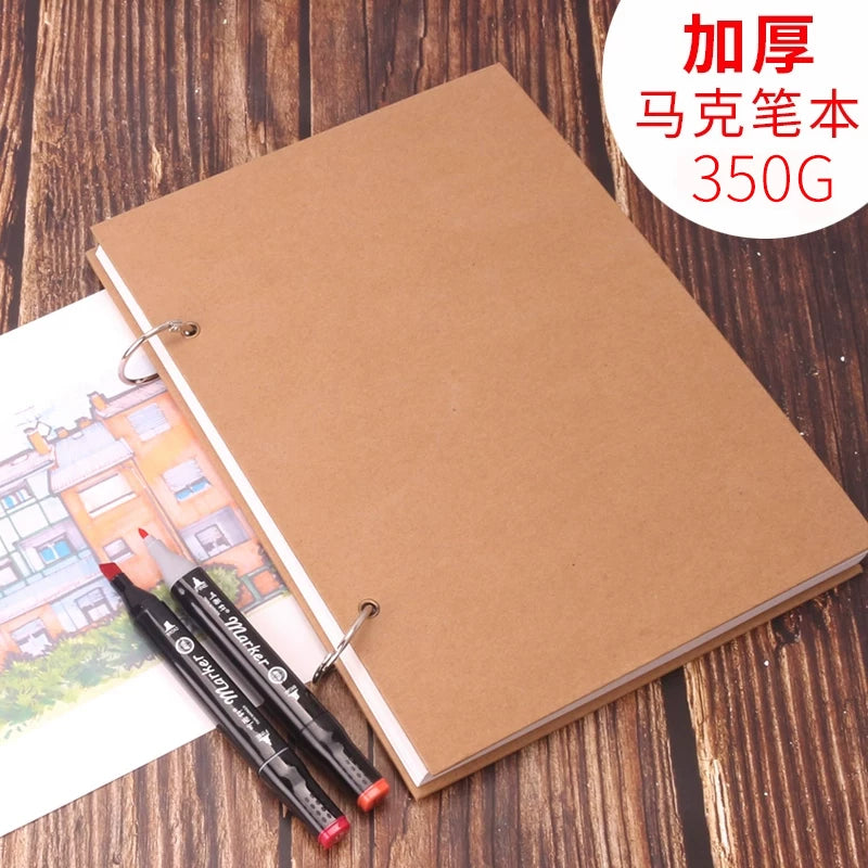 Kindergarten Loose-Leaf Marker Pad Thickened A4 Drawing Book Hand-Painted Record Game Anime High White Cardboard DIY Blank Sketchbook Detachable Primary School 8K Painting Paper
