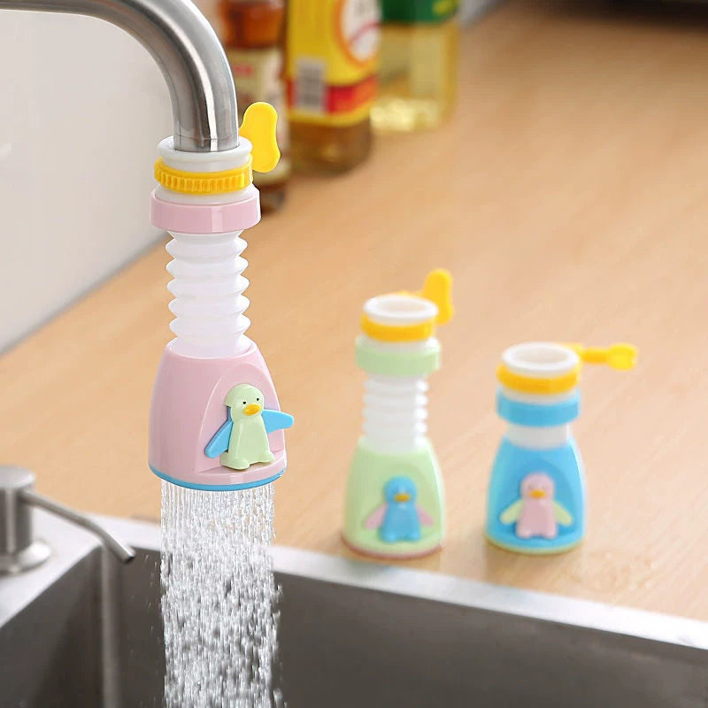 Cartoon Penguin Faucet Extender with Splash Guard and Water Filter for Kitchen and Bathroom