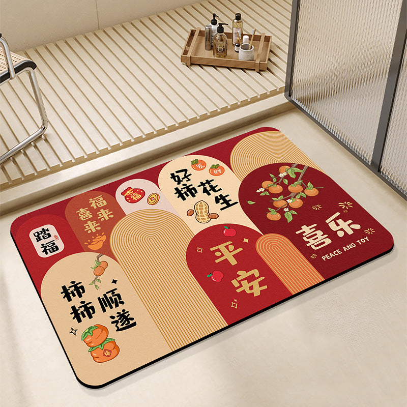 Diatomaceous Earth Bath Mat Quick Dry Non-Slip Absorbent Floor Mat for Bathroom and Toilet