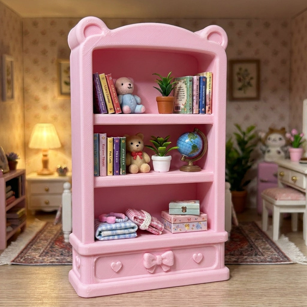 Miniature 1:12 Scale Bear Ear Bookshelf Dollhouse Furniture