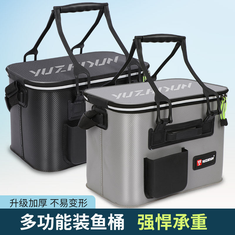 Carbon Fiber Pattern Fishing Box Ultralight Lure Fishing Bucket Live Fish Container Multi-functional Large Capacity