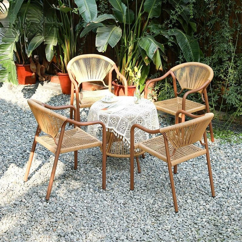 Outdoor Rattan Wicker Patio Dining Set with Table and Chairs for Garden Balcony