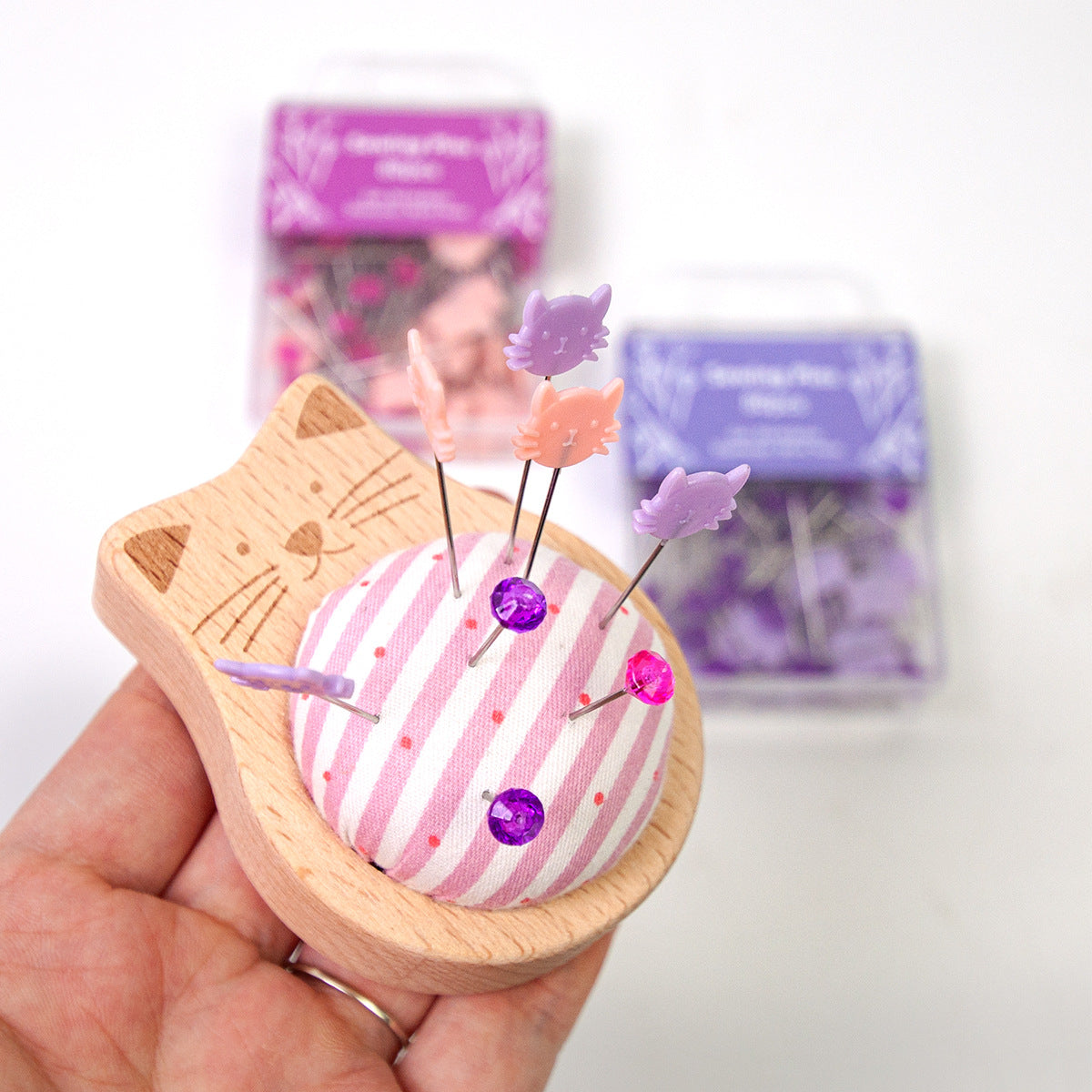 Fabric Pin Cushion with 80PCS Positioning Pins for Sewing and Quilting