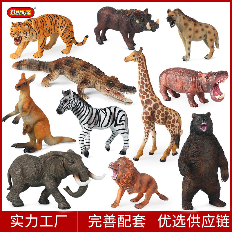 Solid Animal Model Simulation Toys - Lion, Tiger, Elephant, Hippo, Giraffe, Bear, Kangaroo, Zebra