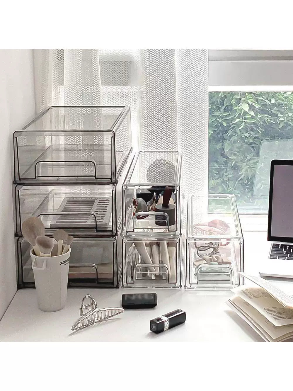 Drawer Type Transparent Plastic Storage Box for Cosmetics and Skincare