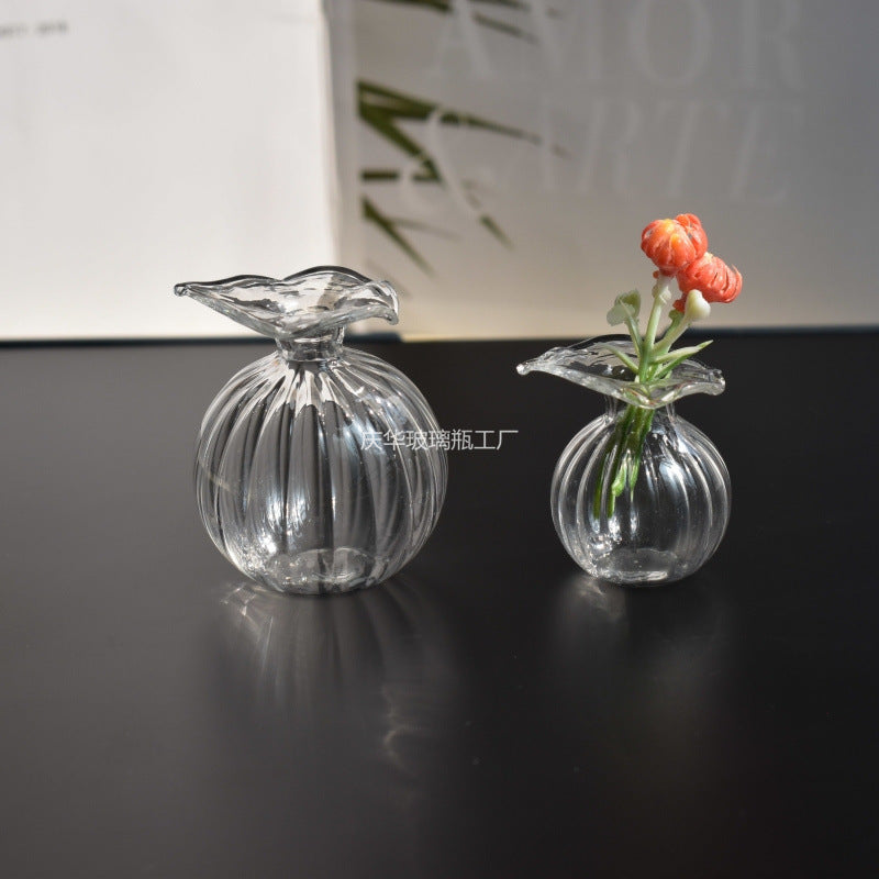DIY Miniature Dollhouse Wavy Mouth Glass Vase for Crafts