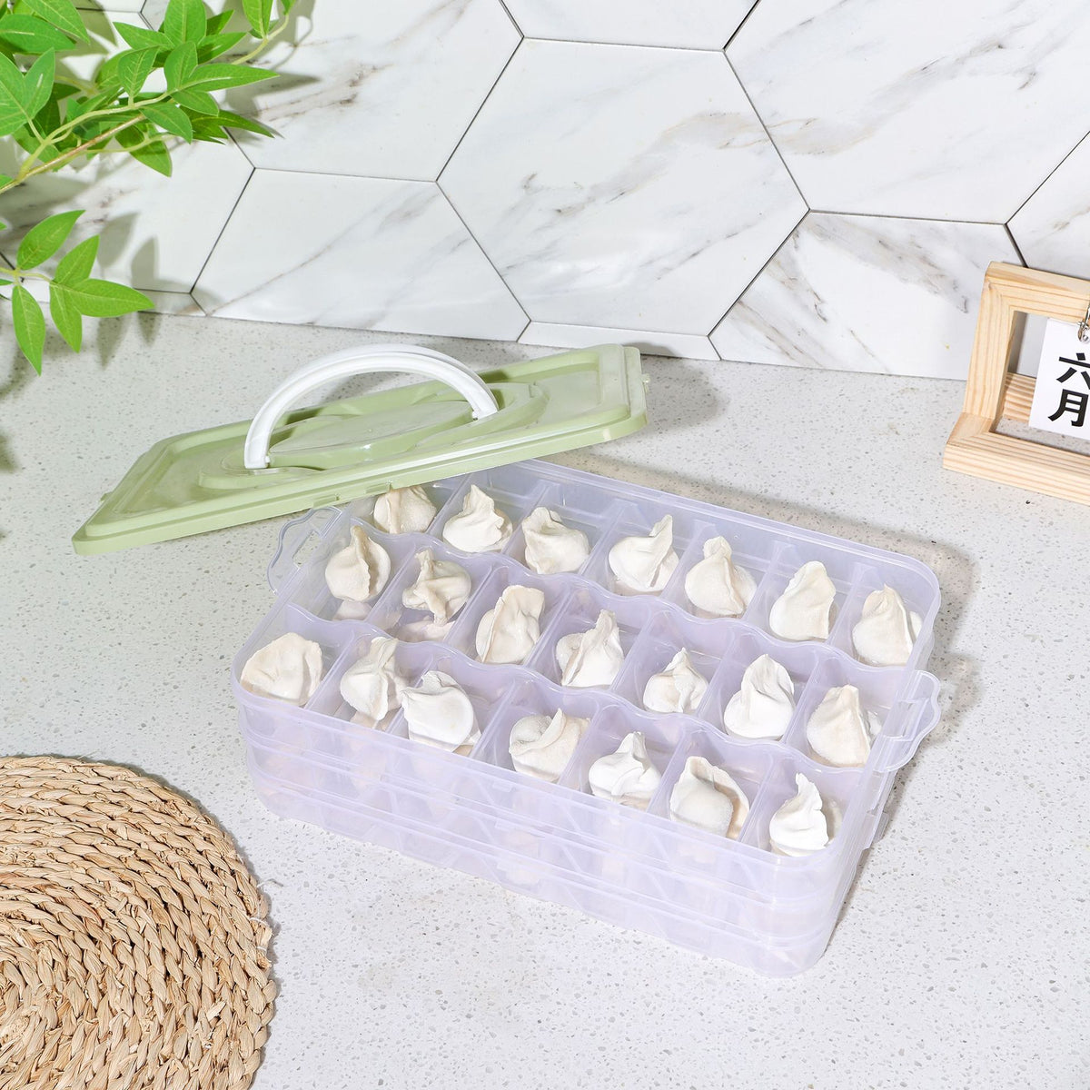 Multi-layer Dumpling Storage Container with Lid for Freezer