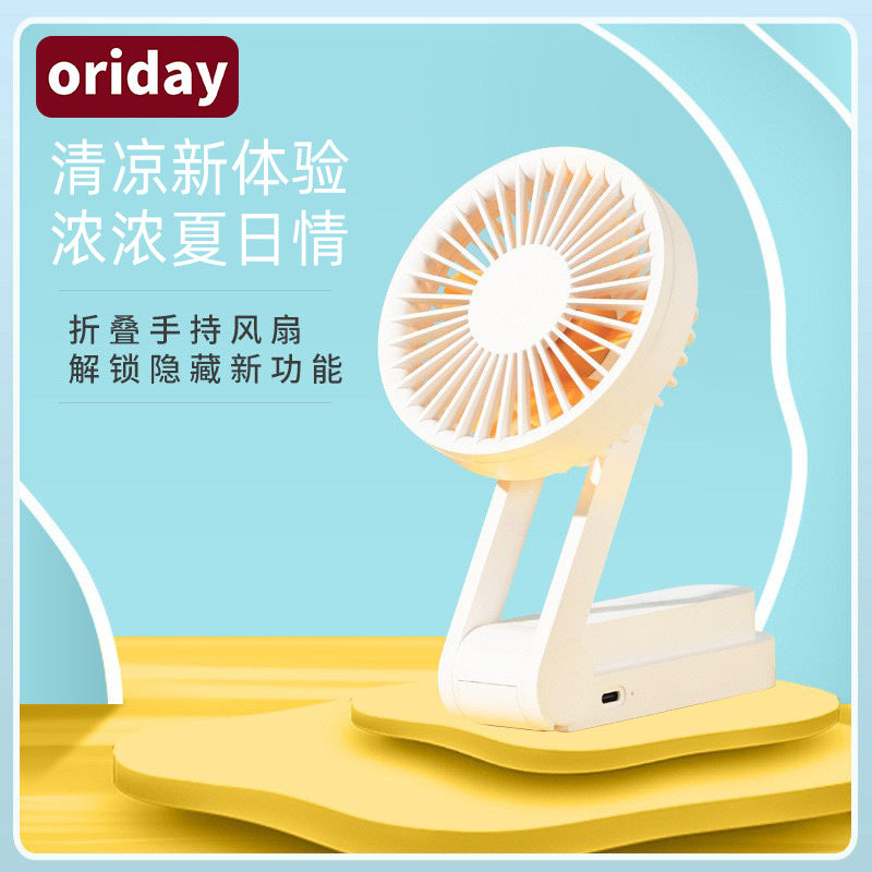 2026 New USB Rechargeable Mini Foldable Handheld Desk Fan with Stand, 3-in-1 Powerful Brushless Fan