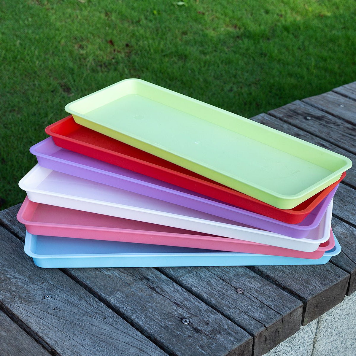 Rectangular Plastic Plant Pot Saucer Drip Tray for Indoor Outdoor Plants