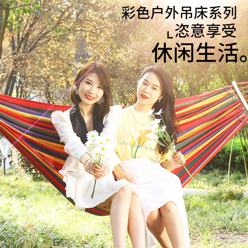 Double-Line Thickened Canvas Hammock with Duckbill Buckle for Outdoor Camping and Leisure Travel