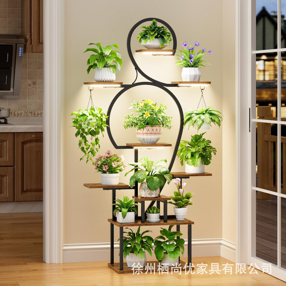 Multi-Tier Metal Plant Stand with Grow Light for Indoor Balcony and Living Room