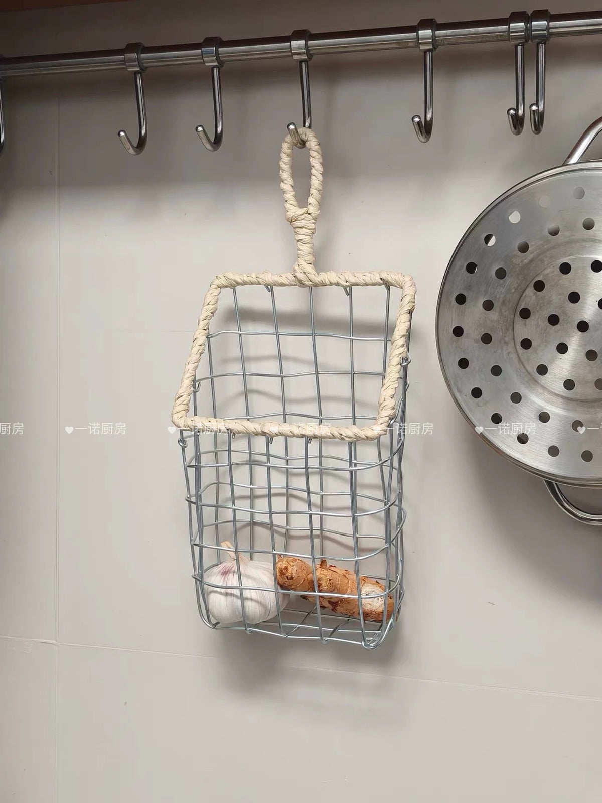 Woven Iron Art Storage Basket for Kitchen Pantry Organization, Snack & Bread Holder