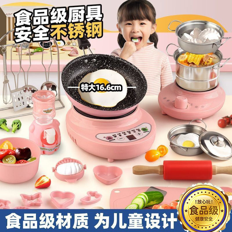 Kids Mini Kitchen Playset with Realistic Cooking Utensils and Food for Boys and Girls