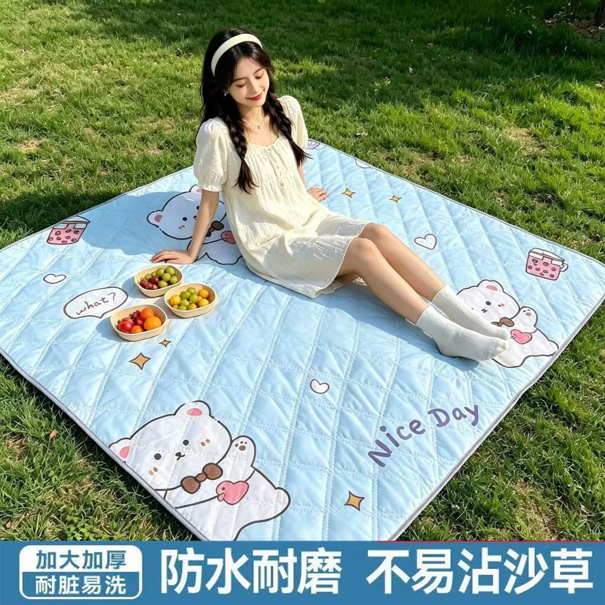 Portable Waterproof Picnic Blanket Outdoor Beach Mat Camping Ground Cover