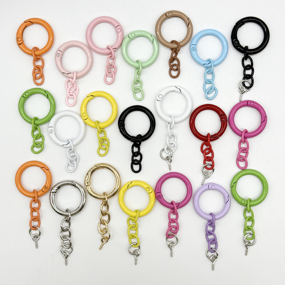 Candy Color Spring Ring Chain Set with Painted Spring Clasp for DIY Crafts & Bag Charms