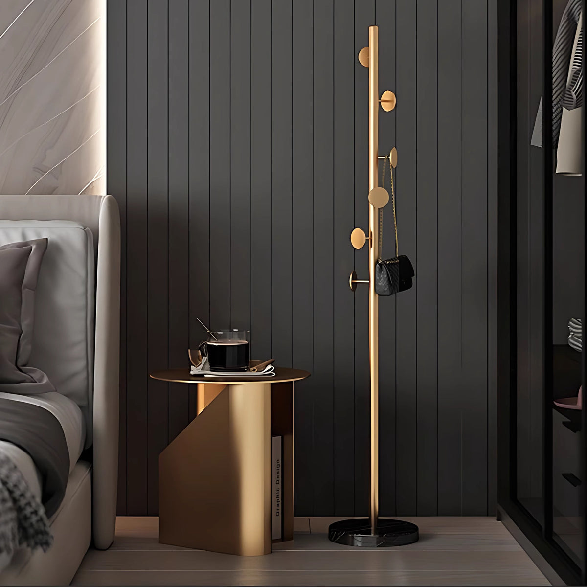 Freestanding Garment Rack with Marble Base, Heavy Duty Coat and Hat Stand for Entryway and Living Room