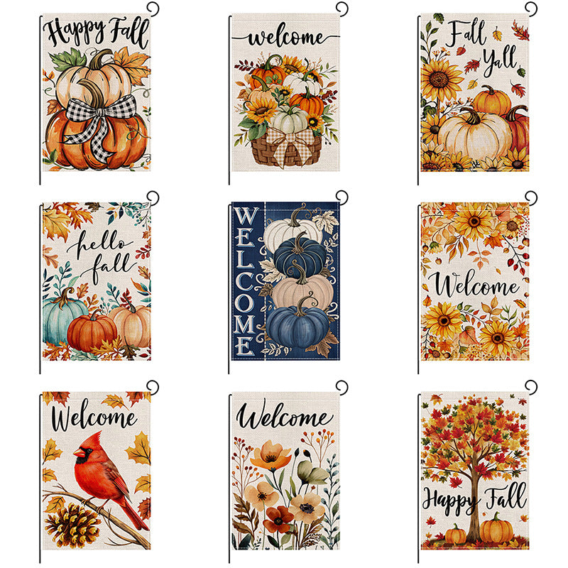 2026 Autumn Harvest Festival Garden Flag with Pumpkin Print for Yard Decoration