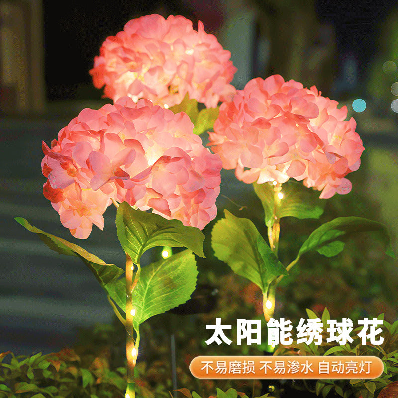 New Solar Garden Lights Outdoor Waterproof Hydrangea Flower Lamps for Yard Balcony Decoration Landscape Lighting
