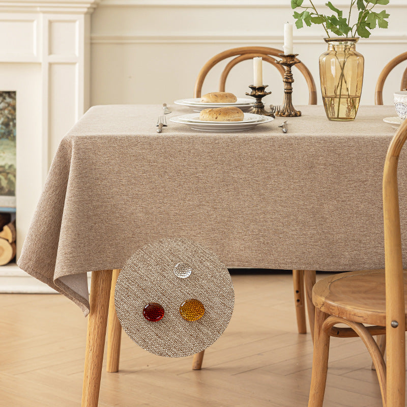 Cotton Linen Spill-Proof Tablecloth for Dining and Coffee Tables