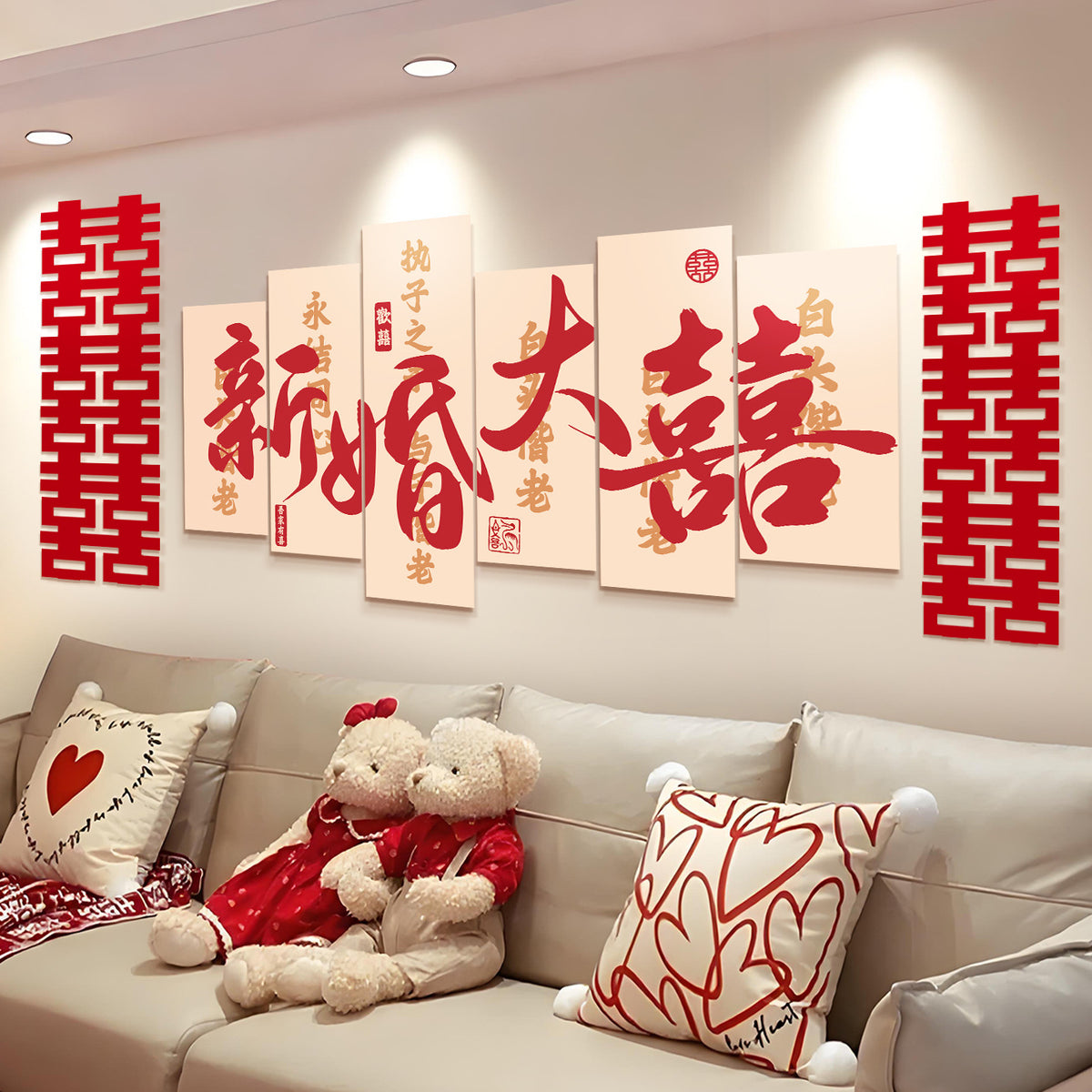 Wedding Room Decoration Kit with Wall Decor and Garland for Bedroom and Living Room