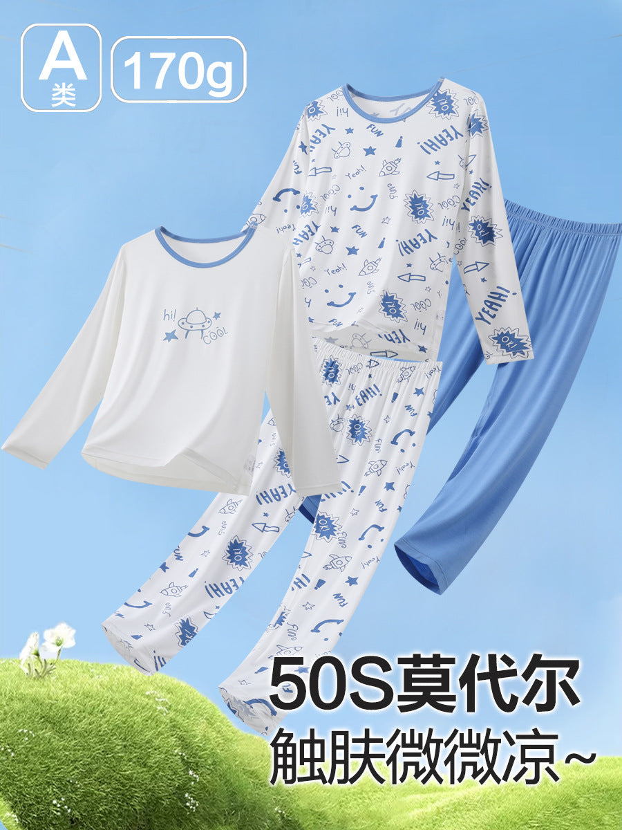 Modal Boys' Pajama Set Summer Thin Kids Homewear Sleepwear