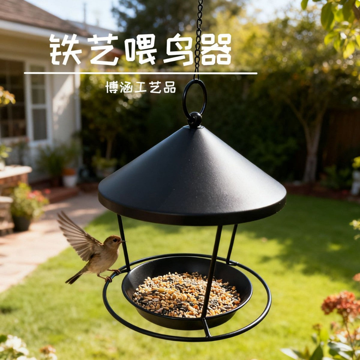 Hanging Iron Ring Bird Feeder for Outdoor Garden Decoration