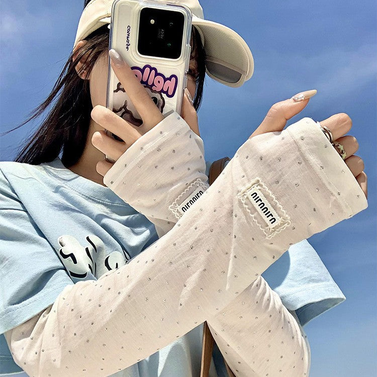 Polka Dot Cooling Sun Sleeves for Women, UV Protection Arm Sleeves, Breathable Loose-Fit Summer Arm Covers