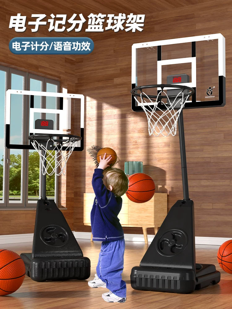 Kids' Adjustable Indoor Basketball Hoop Set with Scoreboard for Boys, Toddlers, and Children