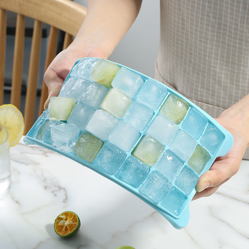 Silicone Ice Cube Tray with Lid for Homemade Ice Balls and Baby Food, Small Quick Freezer Mold for Refrigerator