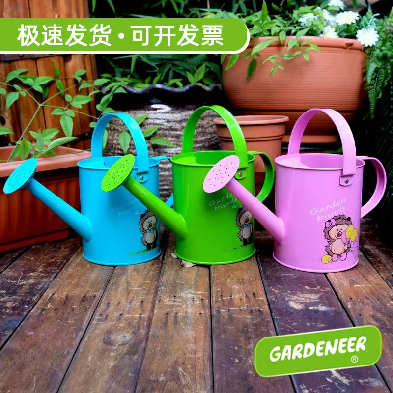 Kids' Gardening Watering Can Set with Tools, Metal Sprinkler for Outdoor Plants & Balcony