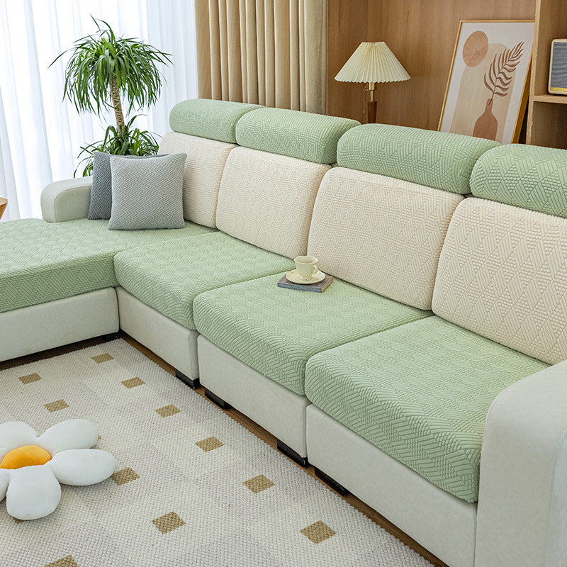 Geometric Pattern Stretch Sofa Cover Anti-Scratch Dustproof Slipcover for Pet Owners