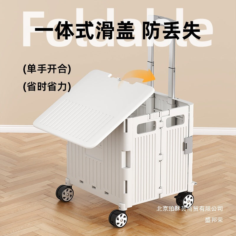 Foldable Shopping Cart with Aircraft Wheels, Portable Grocery Utility Cart for Camping and Hauling, Stair Climbing Design