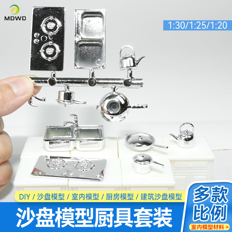 Sand Table Model Kitchenware Set Stove Ornaments Kitchen Scene Accessories Pot Sink Gas Stove Kitchen Utensil Model