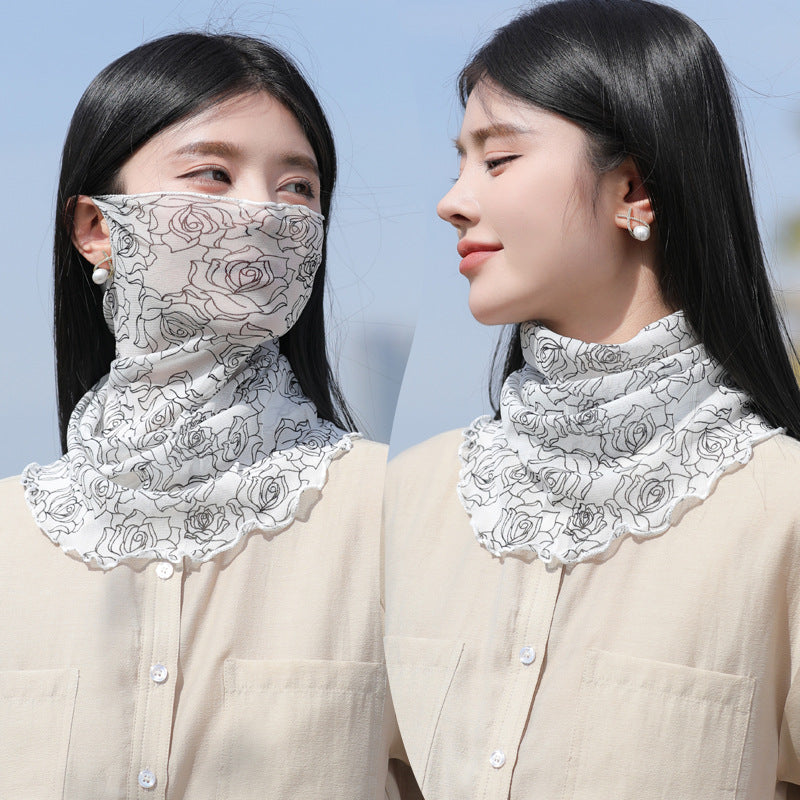 Versatile Nylon Mesh Neck Gaiter Scarf with Ear Loops for Summer