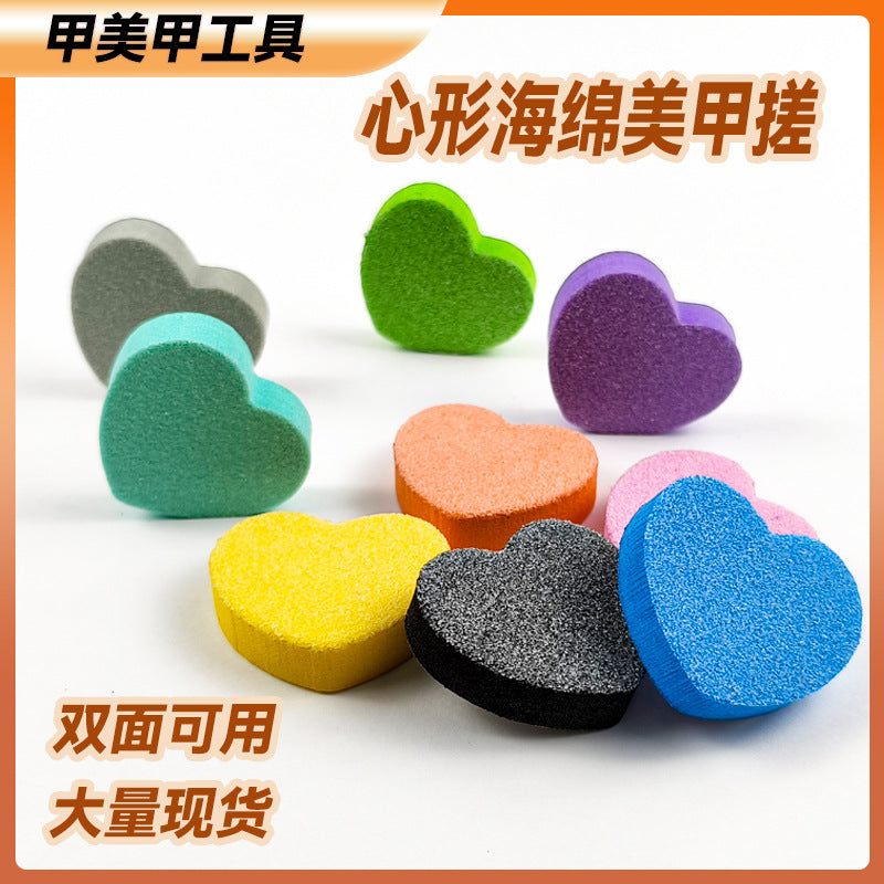 Mini Heart-Shaped Double-Sided Nail File Sponge Block for Manicure Polishing