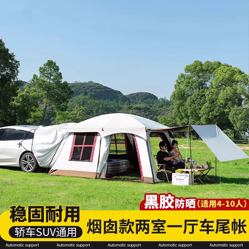 SUV Car Tail Extension Tent Outdoor Camping Shelter with Rainproof Design and Chimney Port