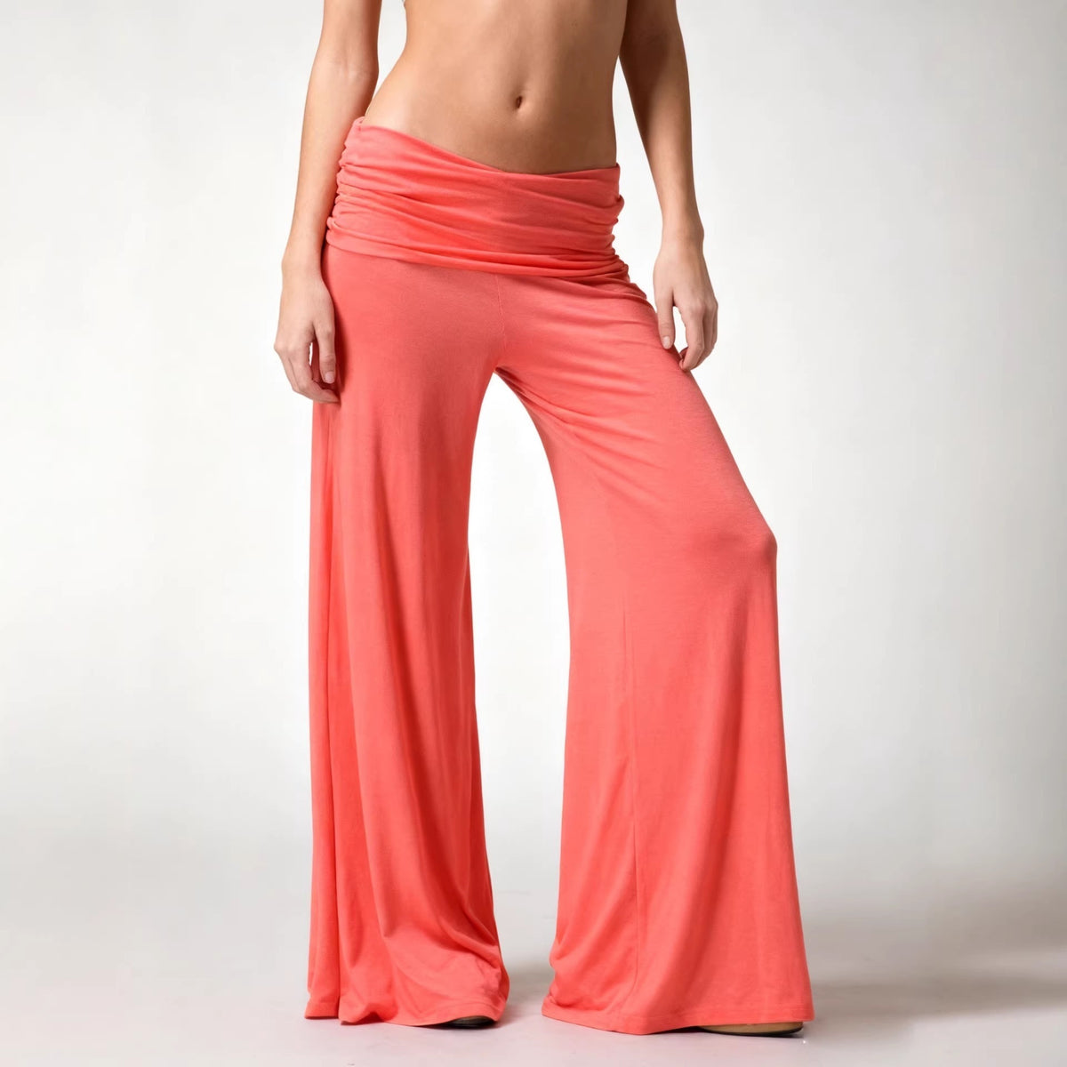 Women's Wide Leg Yoga Pants Loose Casual Solid Color Bell Bottom Trousers