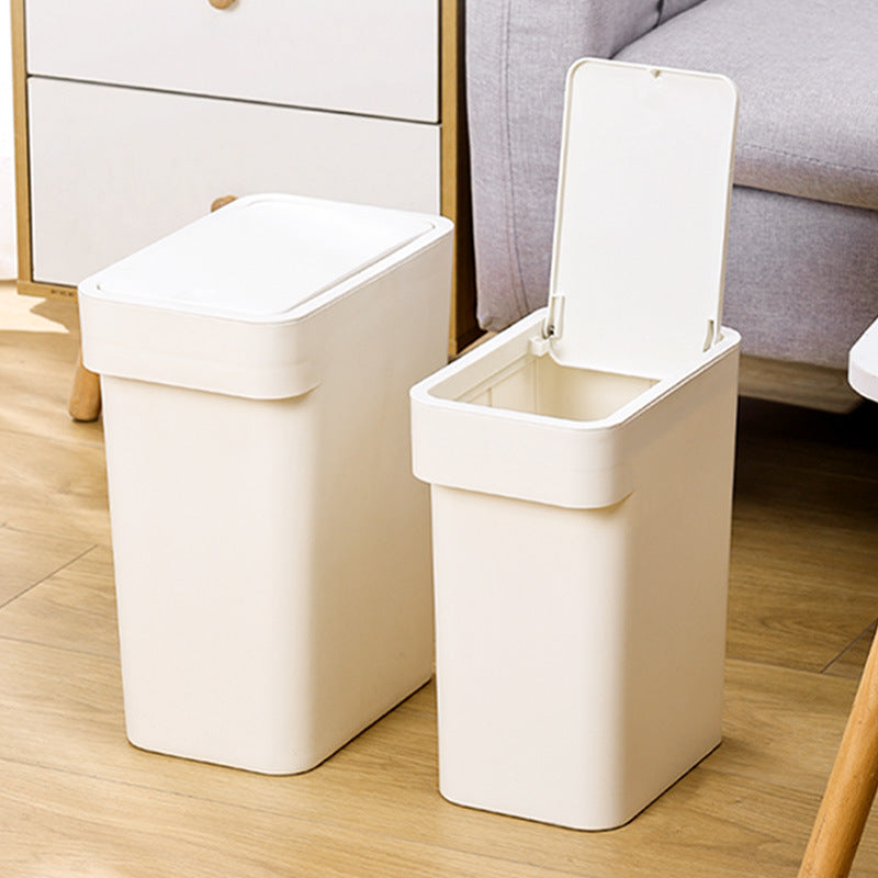 Modern Household Slim Press-Type Trash Can with Lid for Kitchen Living Room Bedroom Bathroom