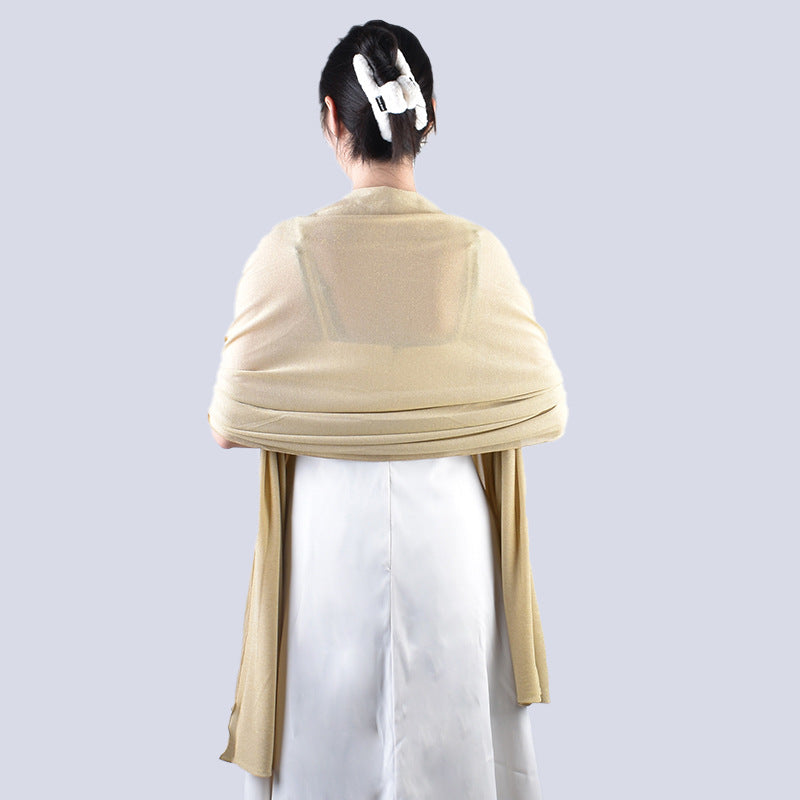 Solid Color Knitted Nylon Stretch Scarf Shawl for Evening Dresses and Parties