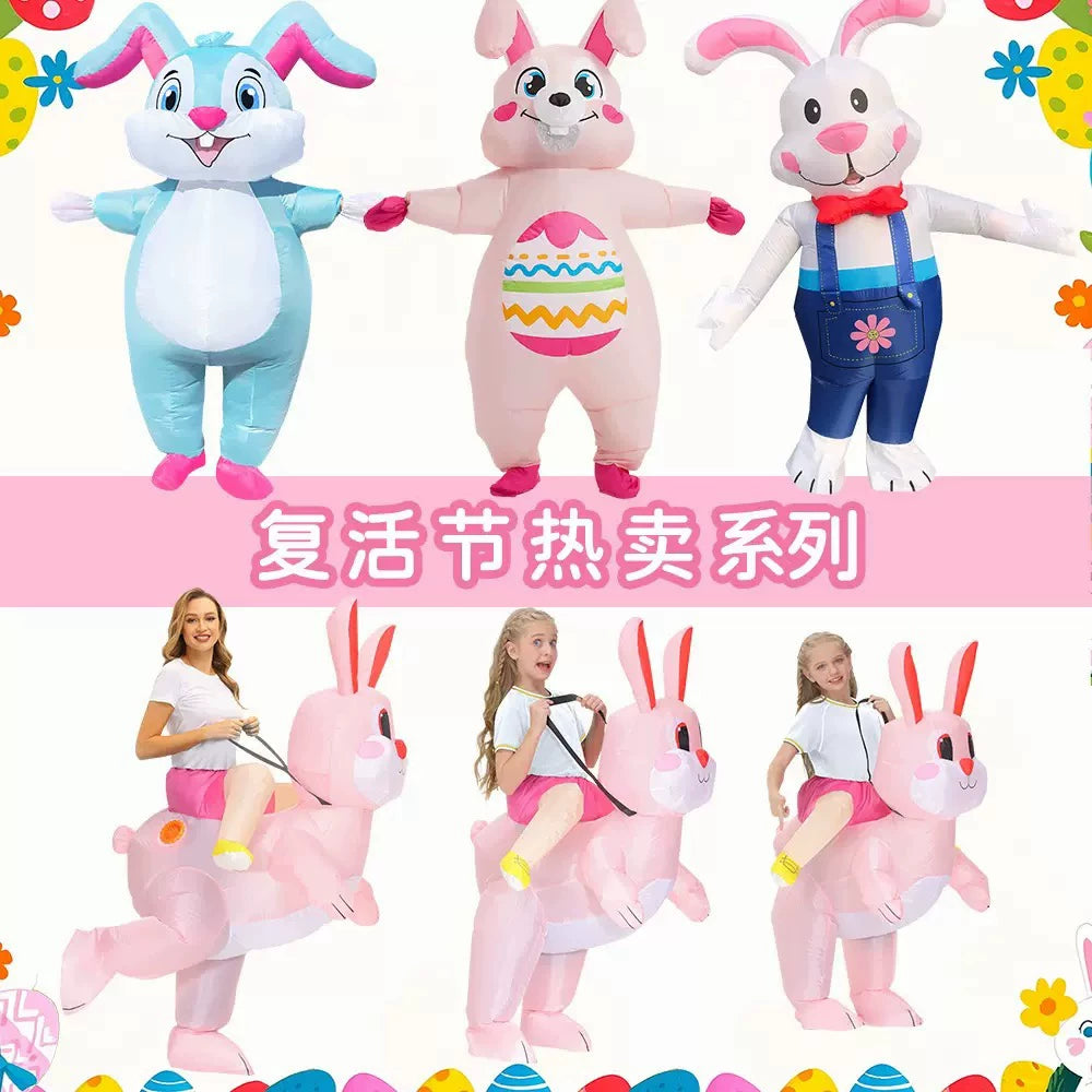 Inflatable Ride-On Rabbit Costume for Halloween, Christmas, and Easter