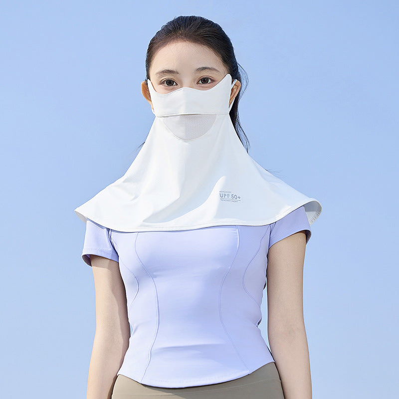 2024 New Full Face UV Protection Sun Mask for Women, Ice Silk Summer Driving Neck and Face Sunshade