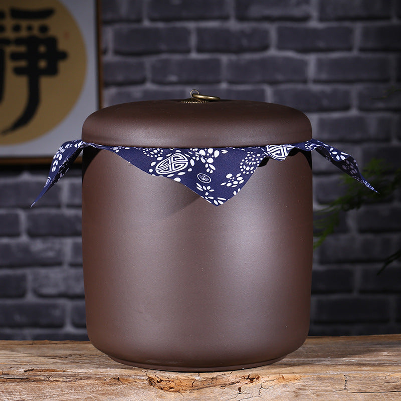 Yixing Zisha Clay Tea Caddy for Puerh Tea Storage, Large Handmade Chinese Style Tea Jar